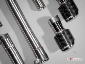 Jaguar F-TYPE Performance Exhaust System - MADNESS - 5.0L V8 - Dual Side Exit - Electronic Valve Design - Carbon Fiber Exhaust Tips Jaguar F-TYPE Performance Exhaust System - MADNESS - 5.0L V8 - Dual Side Exit - Electronic Valve Design - Carbon Fiber Exhaust Tips